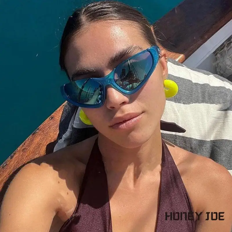 

Trendy Wrap Sports Sunglasses Men Hip Pop Women Sun Glasses Outdoor Eyewear Riding Cycling Street Fashion INS Style Mirror UV400