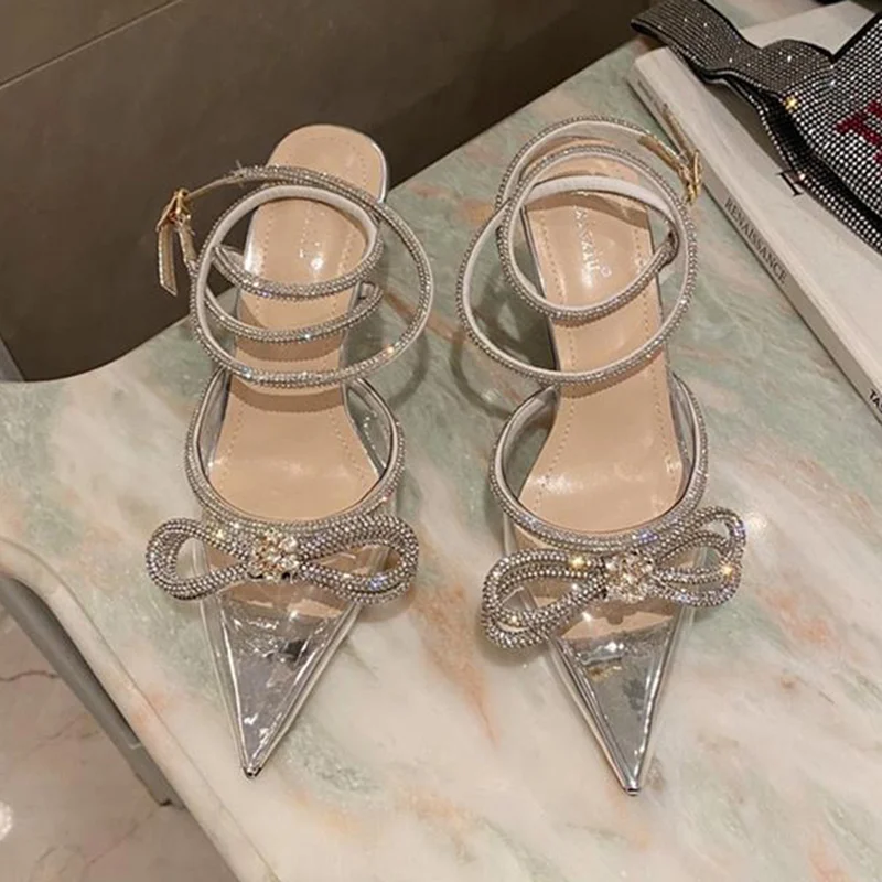 

2022 Butterfly-Knot High Heels Women Sexy Pumps Ladies Elegant Walking Crystal Shoe Sandals Zapatillas Muje Female Footwear