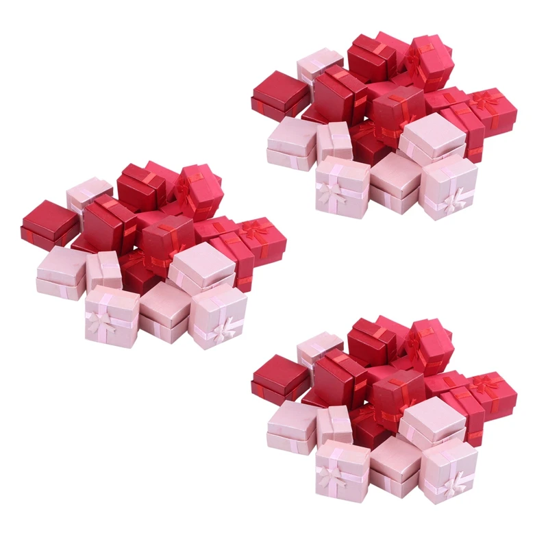 

72-Piece Gift Box Set - Square Ring Jewelry Box for Anniversaries, Weddings, Birthdays, Assorted Colors
