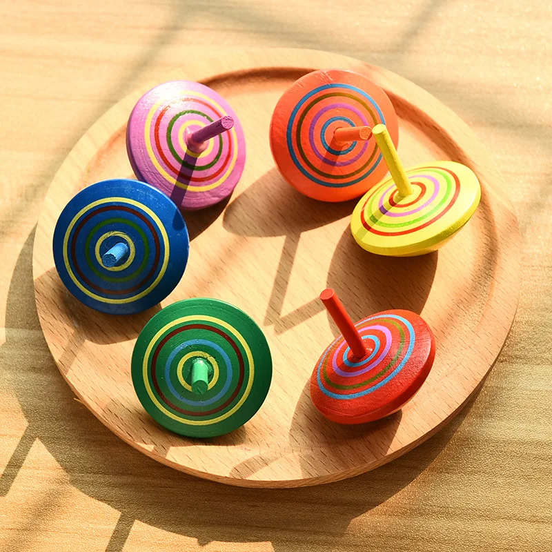 

5Pcs Wooden Tops Painted Peg-top Educational Craft Gift Toys for Children Kids