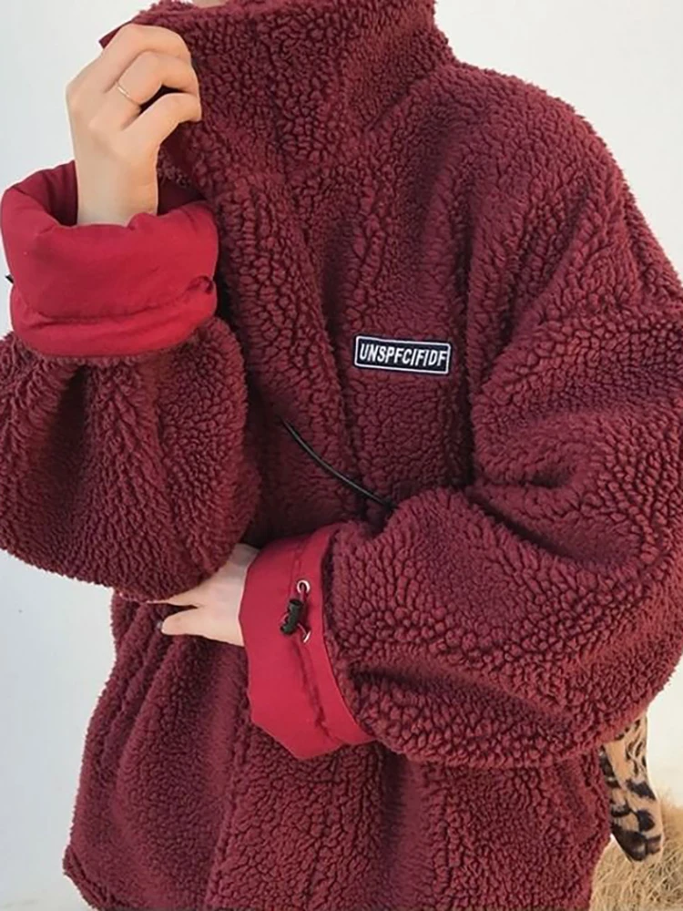 Oversize Jacket Women Winter Warm Coat Ladies Both Sides Wear Lamb Velvet Cotton Clothing Female Fashion Zipper Top Abrigo Mujer