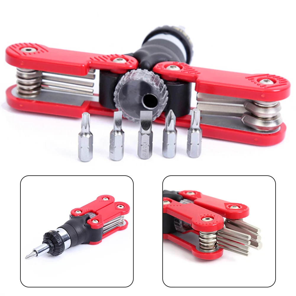 

15in1 Multifunction Ratchet Screwdriver Slotted Folding Wrench Ratchet Handle Set For Vehicle Maintenance Disassembly Hand Tool