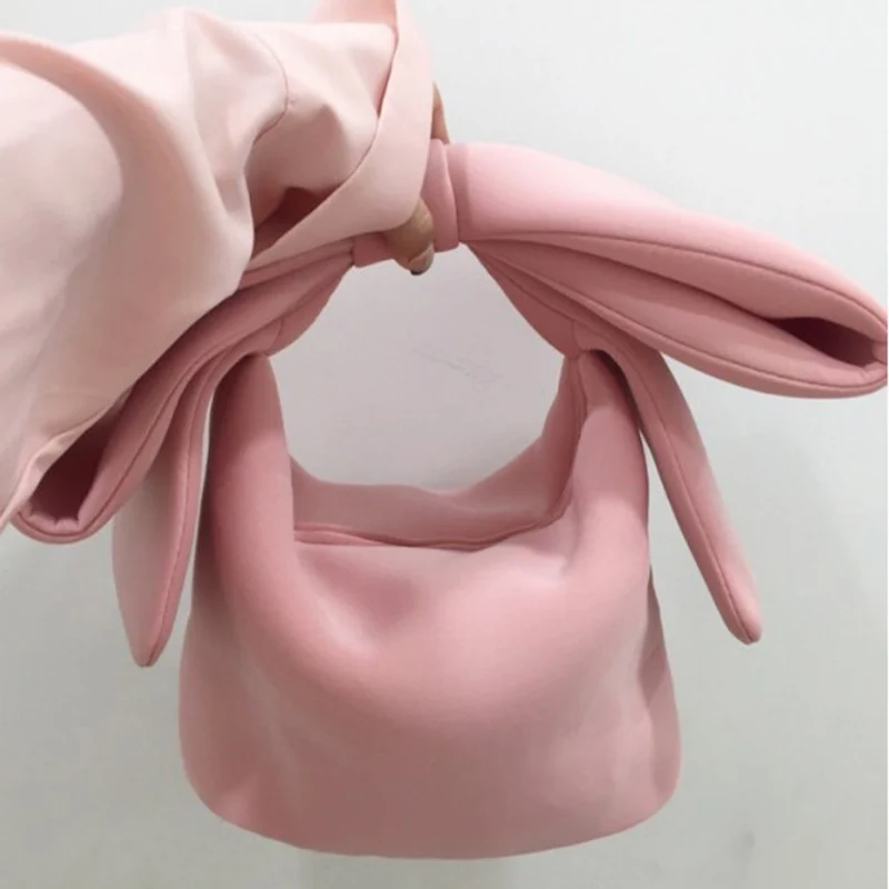 

2023 New Spring Summer Woman New Personality Pink Color Spliced Bow Many Wear Methods Handbag All Match Evening Clutch Bags Cute