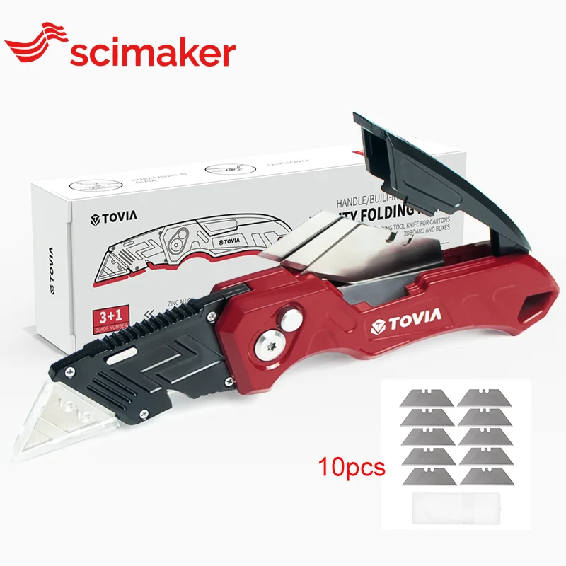 

SCIMAKER Folding Knife Replaceable Utility Knife for Cable Cartons Carboard Boxes Cutter Handle Knife Locking Blades OutdoorTool