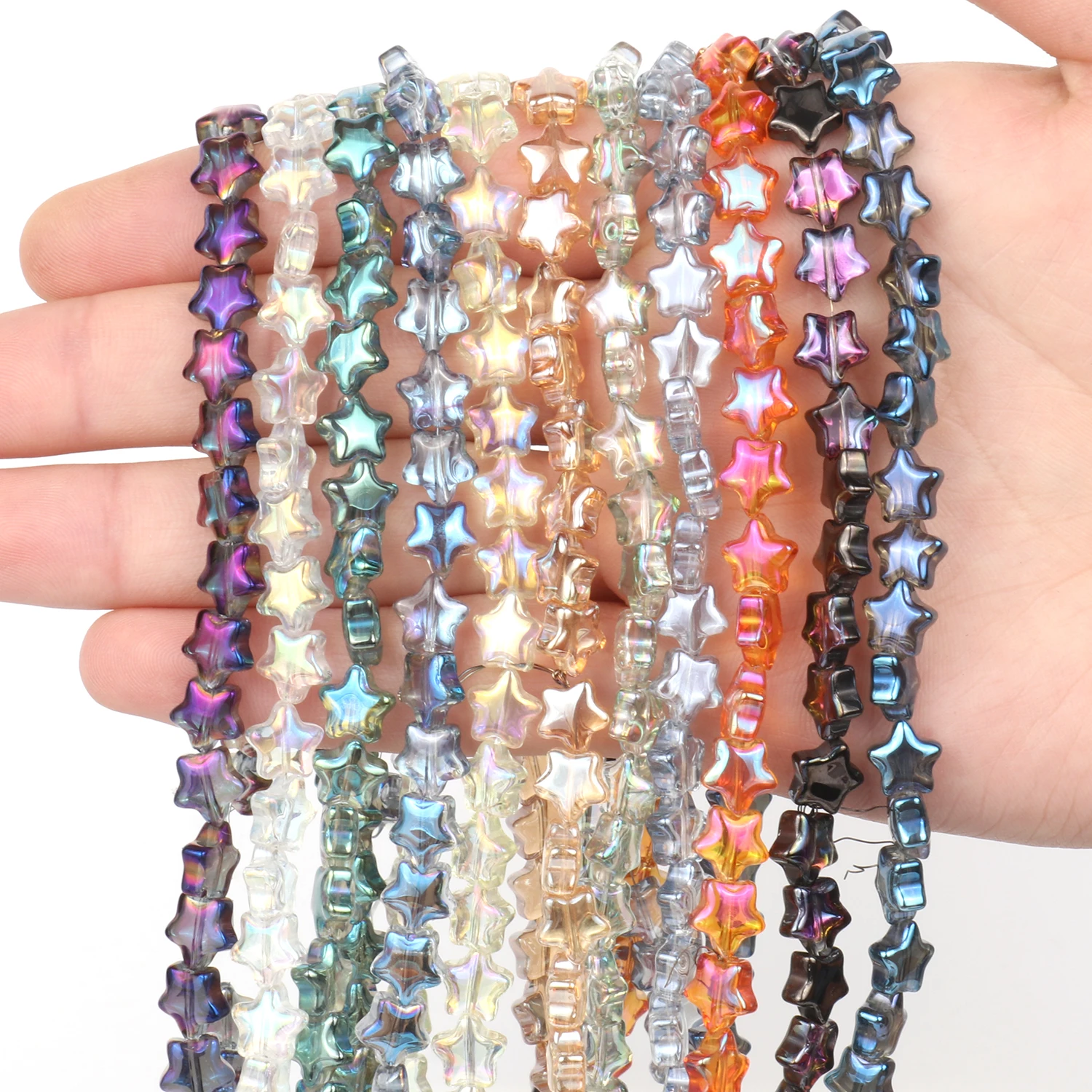

95pcs/Lot 8mm AB Color Flat Star Shape Crystal Loose Beads for Handmade DIY Crafts Jewelry Bracelets Making Findings