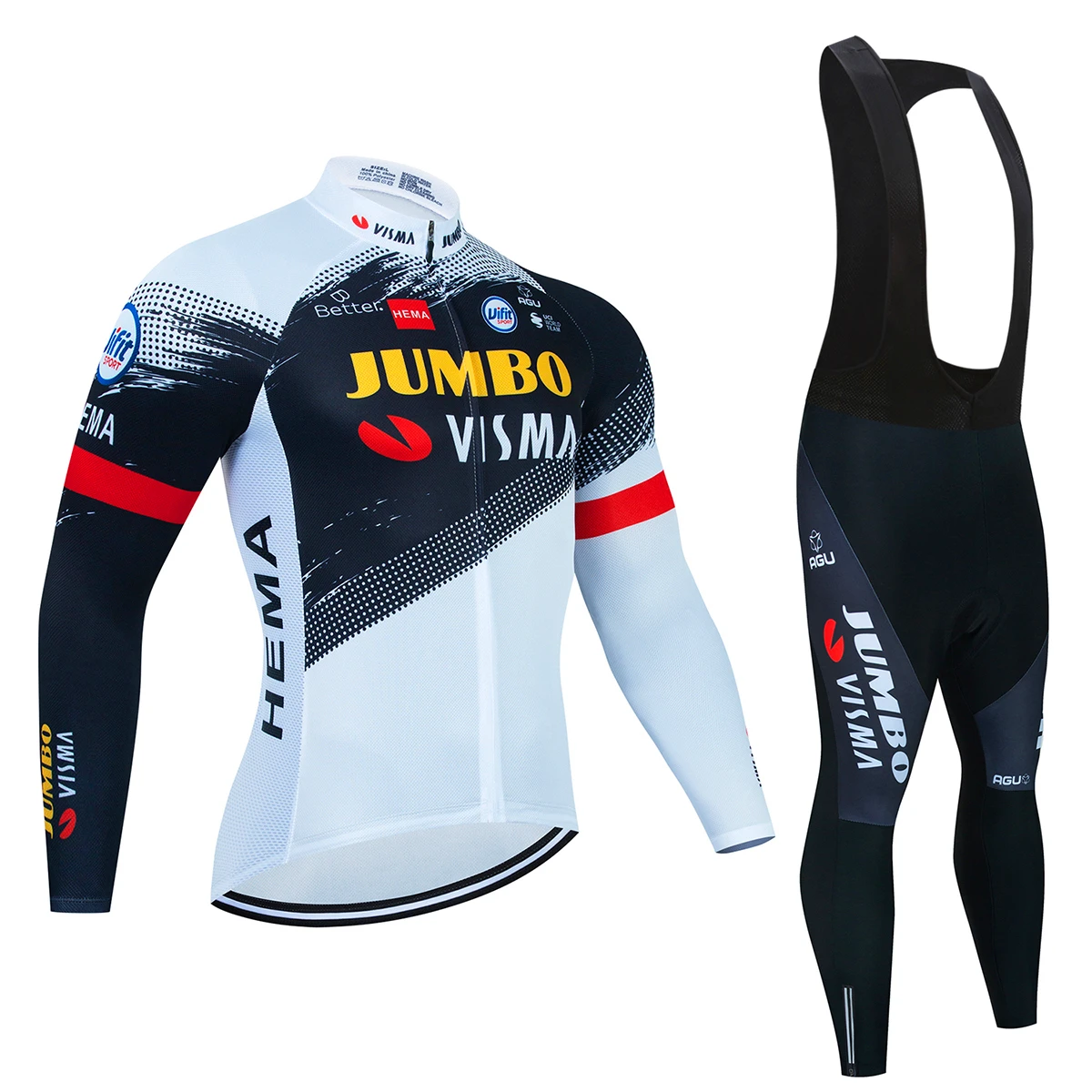 

2022 New JUMBO VISMA autumn Maillot Cycling Jersey Set Cycling Clothing Suit Mens Long Sleeve MTB Bike men's Road Pants Bib Ropa