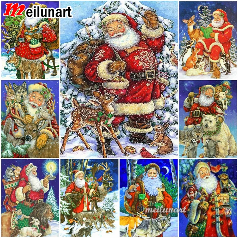 Набор для вышивки крестом из квадратных/круглых страз в виде Санты, Зимний Рождественский подарок, мозаика для вышивки стразы, домашний декор AS3003