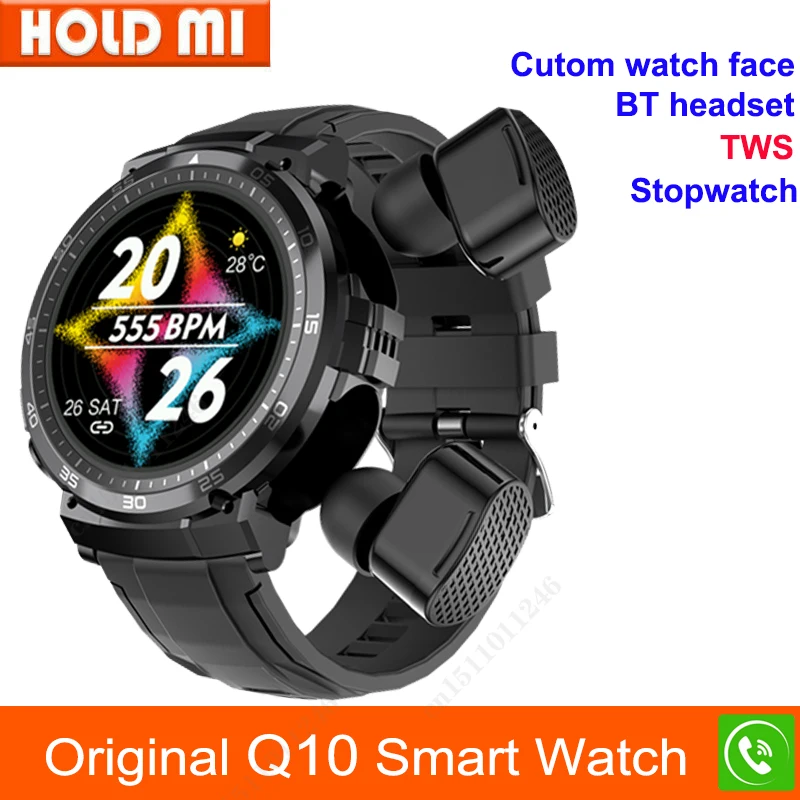 

New Q10 Smart Watch 2 in 1 TWS Wireless Earbuds 1.32inch Heart Rate Monitor Health Tracker BT Call Headset Sports Smartwatch Men