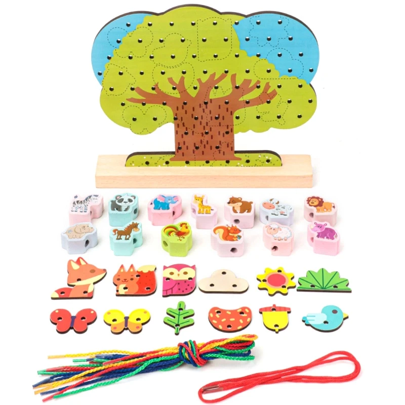 

Threading Bead Toy Stringing Toy Balance Tree Toddler Fine Motor Skill Training Montessori Toy Blocks Baby Education Toy