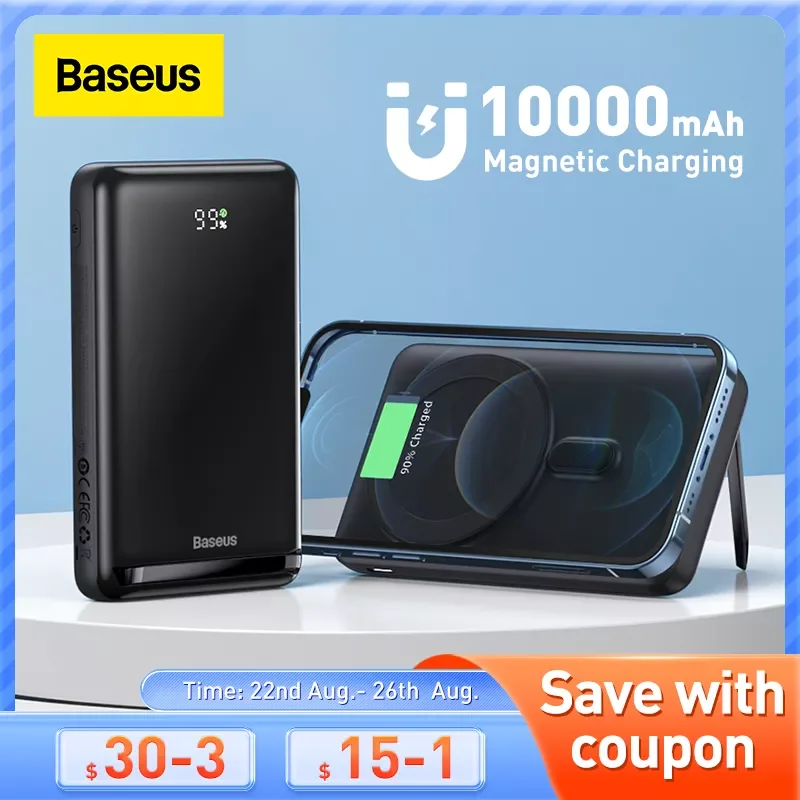

NEW2023 Baseus 20 Вт магнитное Беспроводное зарядное устройство Power Bank 10000 мАч Беспроводная зарядка внешняя батарея для iPhone 13 12 Pro Max