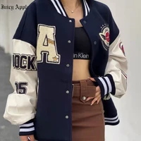 juciy apple bomber woman varsity jacket embroidery american baseball jacket button hip hop fashion coat bombers 2022 summer met
