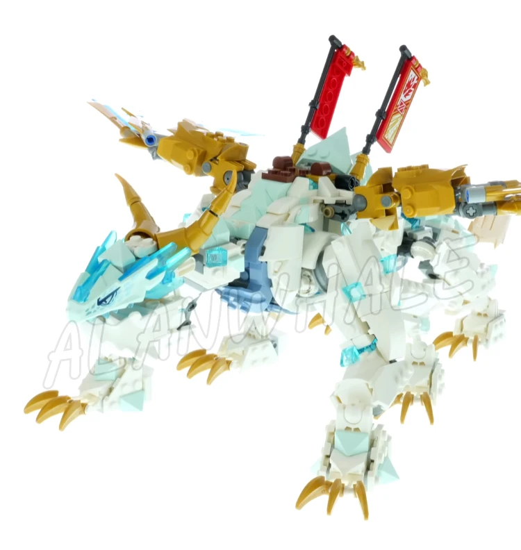 1020 шт. Shinobi Zane Ice Dragon Creature Храм Скелет Воин Золотые лезвия 11158 Строительные блоки