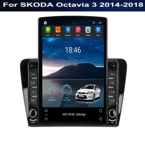 Tesla Style для Skoda Octavia 3 A7 2013-2018 Android 14 Carplay Auto 5G + WIFI GPS Автомобильный радиоприемник Навигация Мультимедийный видеоплеер