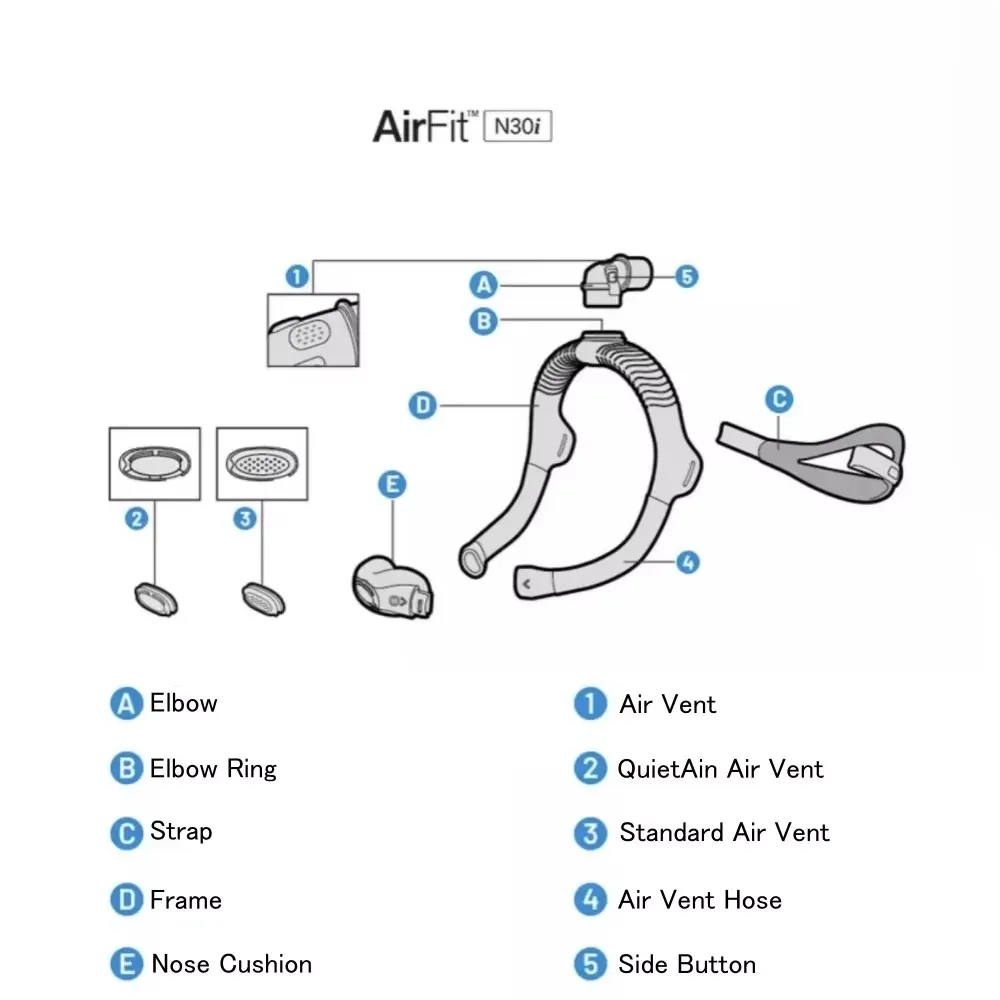 Оригинальные обновленные детали Airfit N30i продаются отдельно включают ремешок, рамку, подушку, регулируемые и удобные принадлежности для носа. (art.: 3920d09e50737) - 3920d09e50737