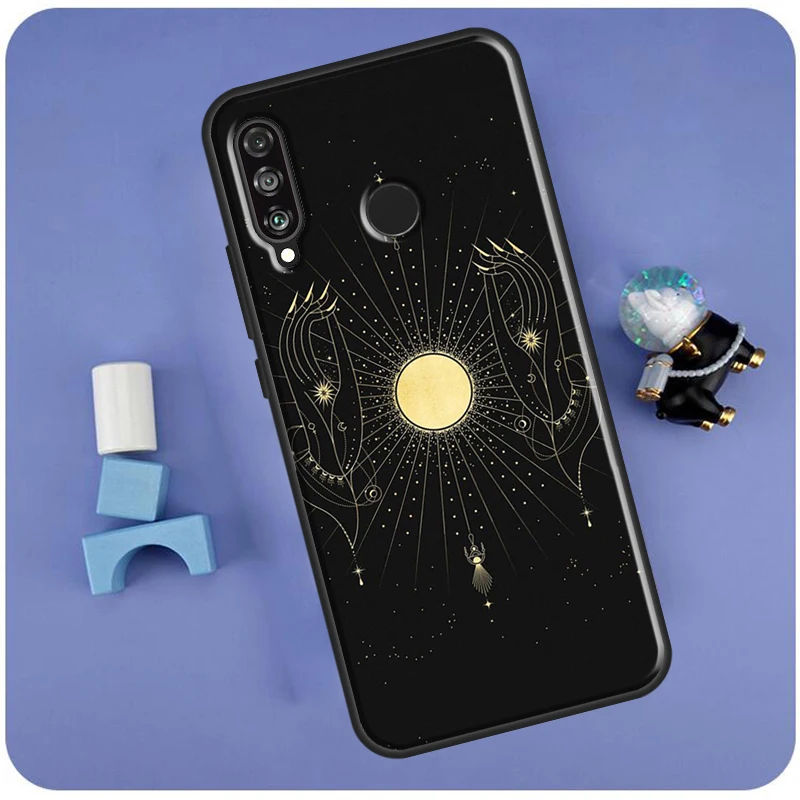 Фото Чехол для Huawei Nova 3i 7i 8i 11i 12i 9 10 SE Y60 Y61 Y70 Y72 Y73 Y90 Y91 P20 P30 P40 Lite с дизайном «Галактика, Луна, Звезды, Фазы, Тотем» №5