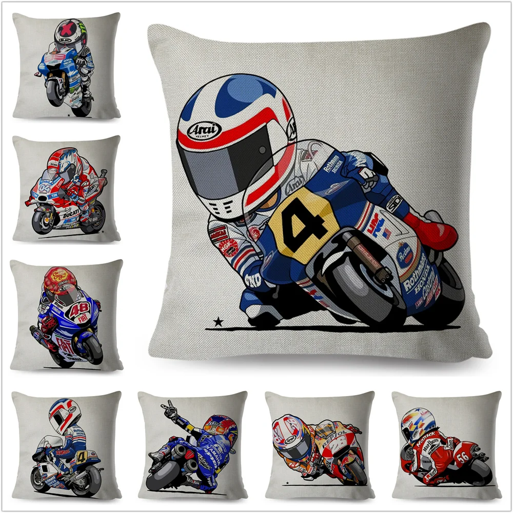 

Cartoon Sports Motorcycle Short Plush Cushion Cover Decorative Mobile Bicycle Pillowcase Suitable for Sofa Bedroom CarPillowcase