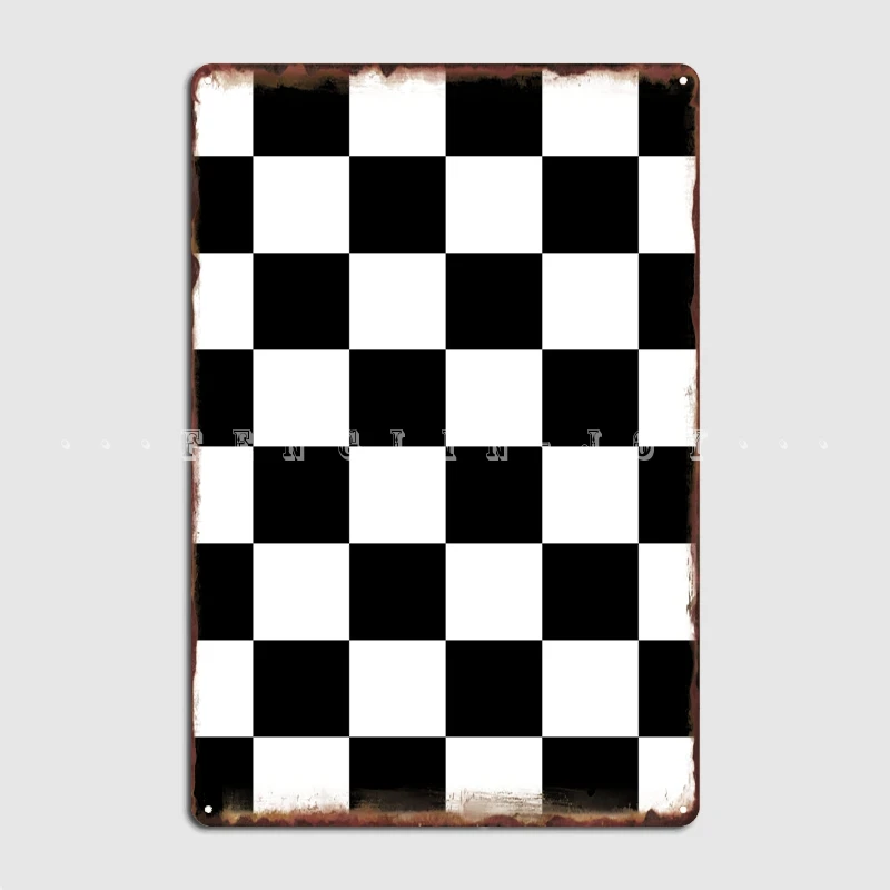

Checkered Flag Pattern Race Winner Poster Metal Plaque Customize Party Club Plates Tin Sign Poster