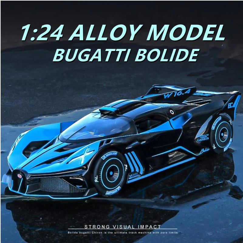 

1:24 Bolide Bugatti Alloy Car Model Simulation Pull Back Sports Car Boy Toy Metal Car Decoration Collection Gift Garage Kit