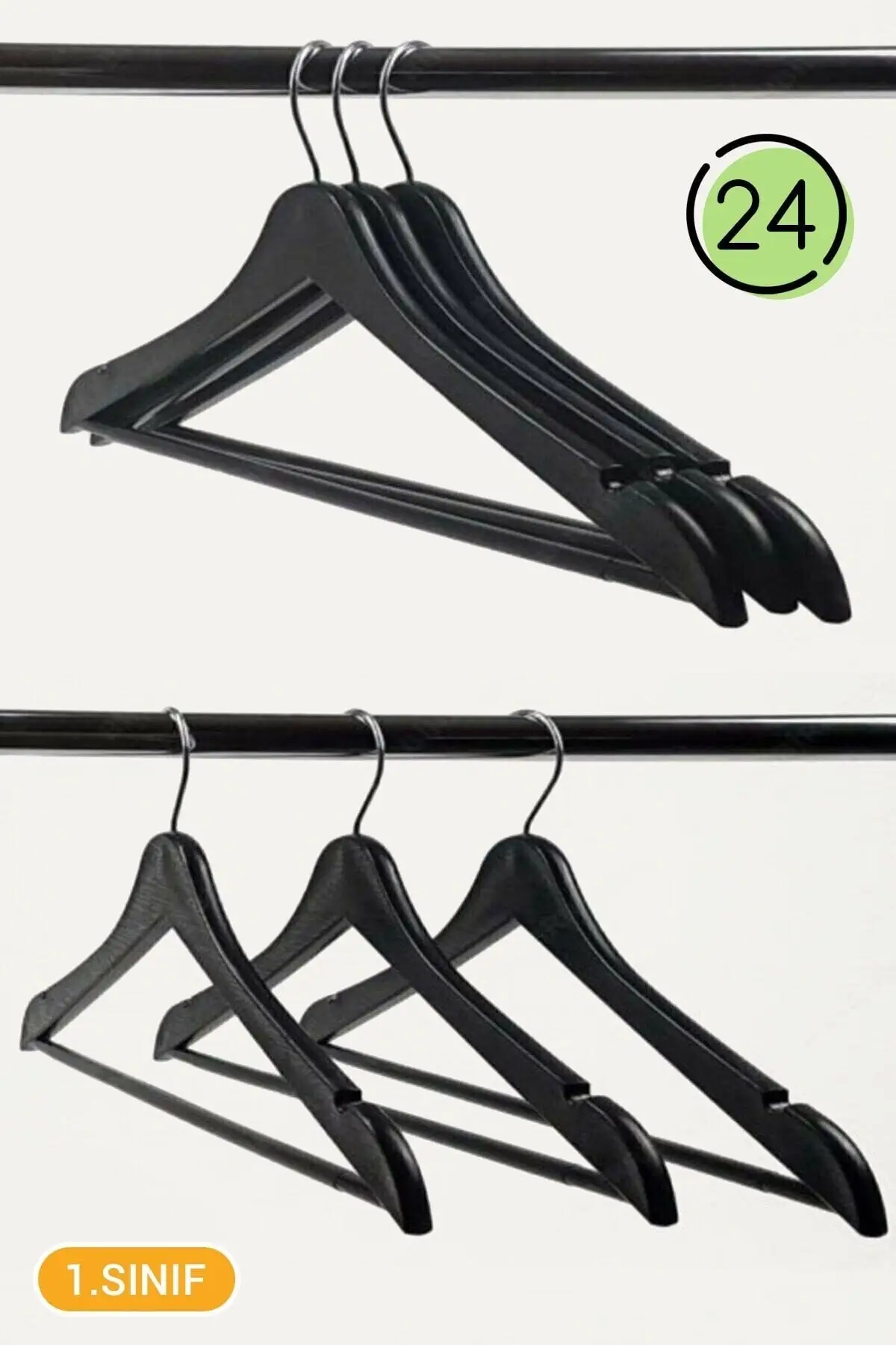 

24 Pcs Wooden Looking Strap Clothes Hanger Plastic 12 Black Storage & Editing Products Houseware & Furniture