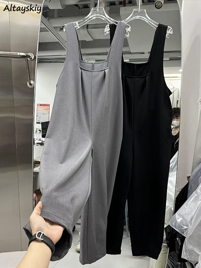 

L-4XL Jumpsuits Women Office Lady Baggy Minimalist Delicate Vintage Solid Classic Overalls Daily Chic Designed Harajuku Popular