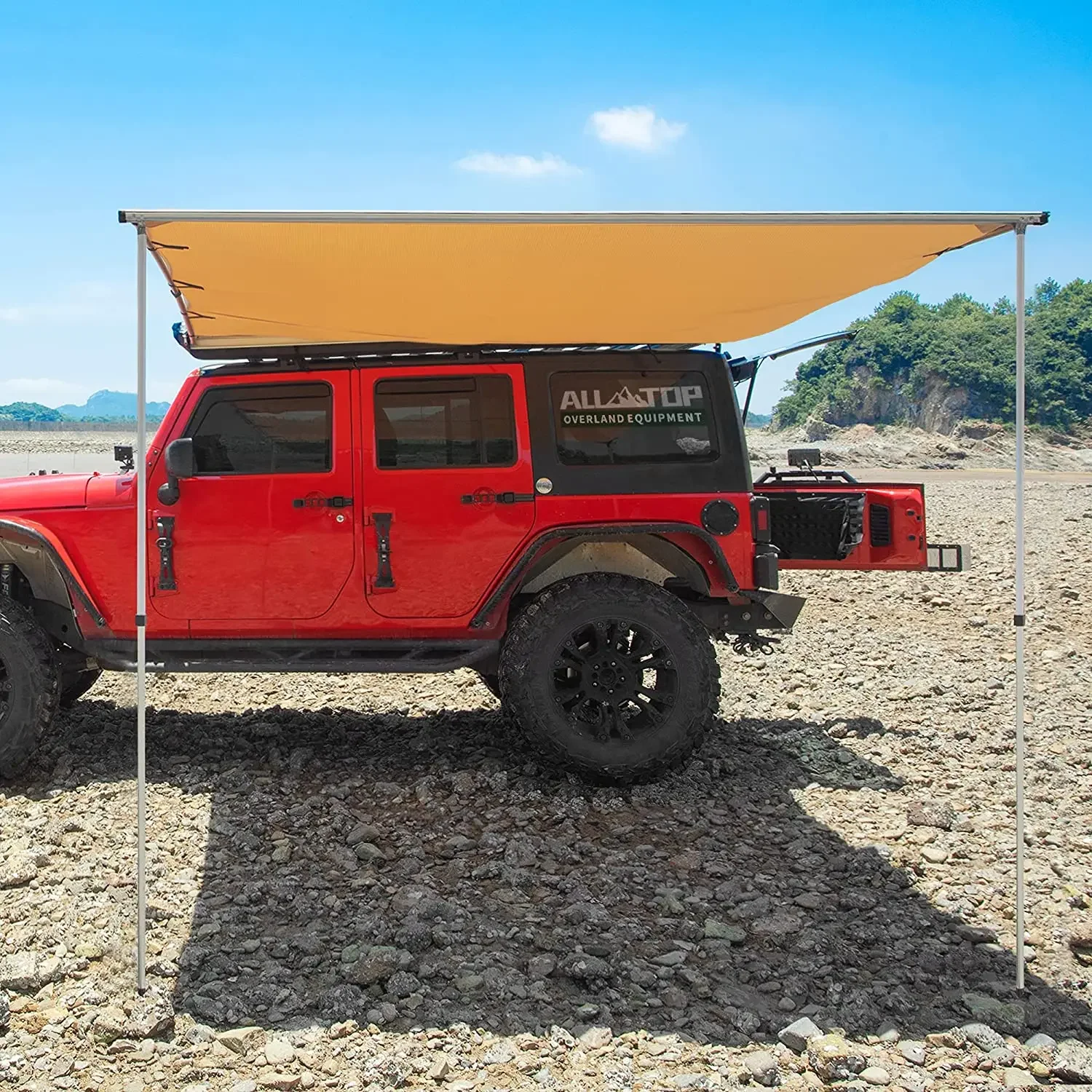 Фото Тент для автомобиля Woqi 4.6'x6.6', выдвижной, на крышу, для внедорожников 4x4, всепогодный, с защитой от УФ-излучения UV50+, боковой тент для Jeep №1
