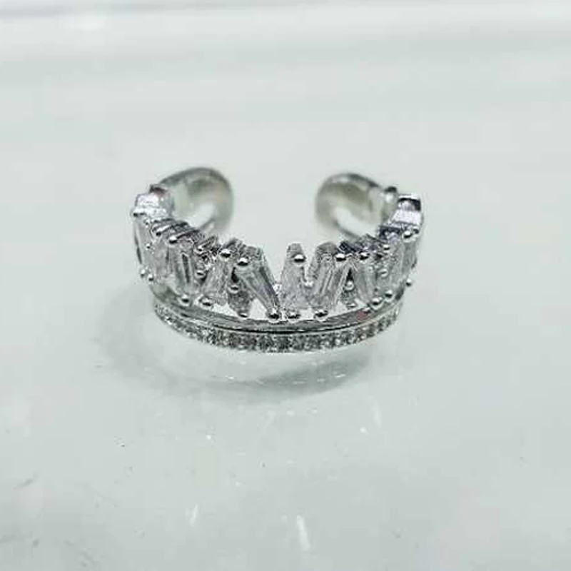 

Fashion Luxury AAA Cubic Zircon Baguette Women Rings Trendy Adjustable Size Open Finger Ring For Female Gifts R-177