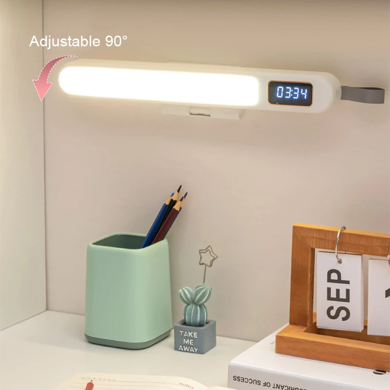 

Table Lamp LED Desk Lamp With Clock Magnetic Light Multi Functional Night Light Rotatable Timing Lamp For Bedroom Table Reading