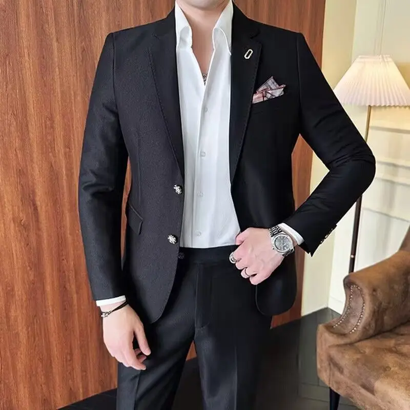 Высококачественный стильный костюм для мужчин 3-A101 приталенный деловой в