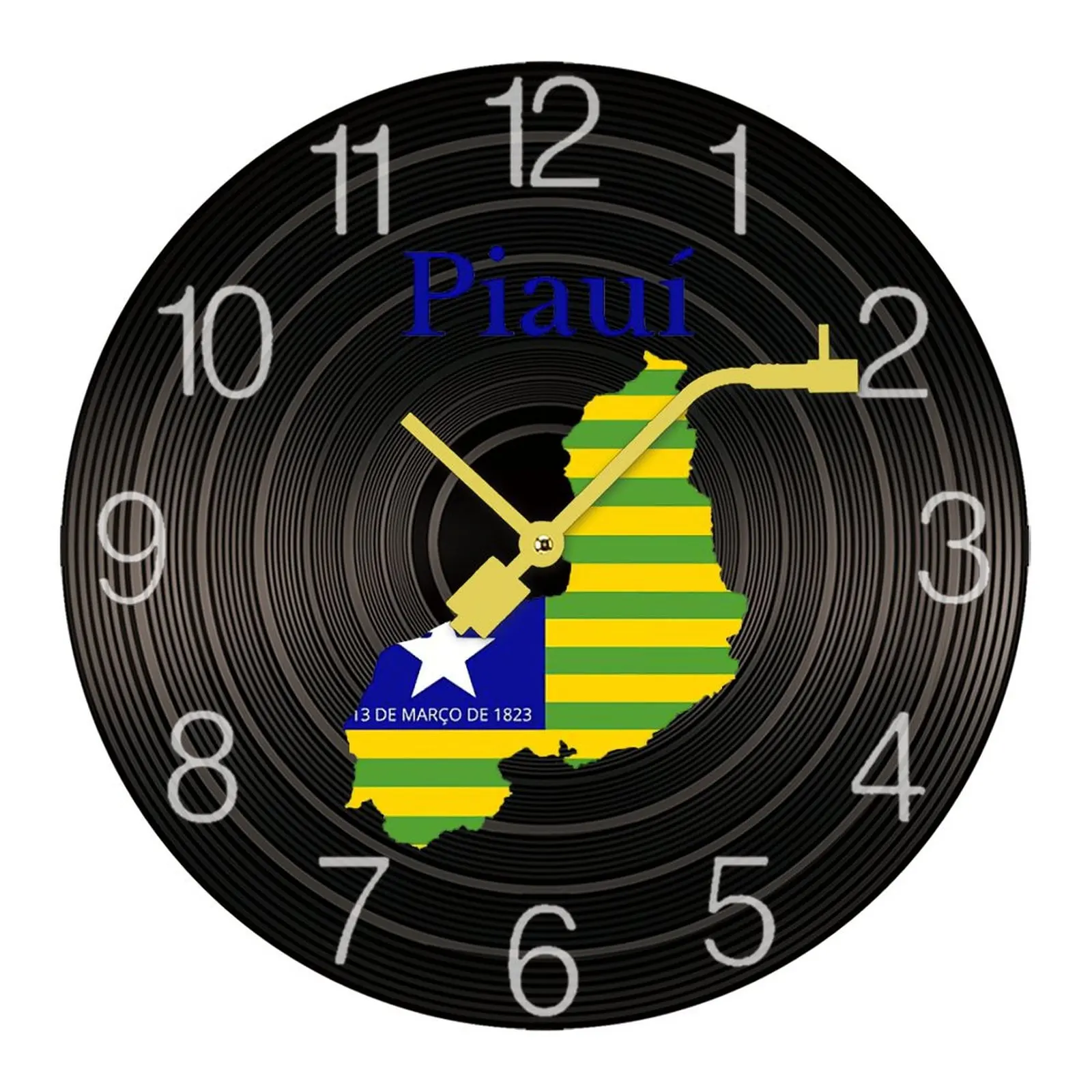 

Piaui State Map Flag Brazil DIY Mute Graphic Vintage Home Decoration NewRecord Wooden Wall Clock Laundry Room Funny Novelty Wal