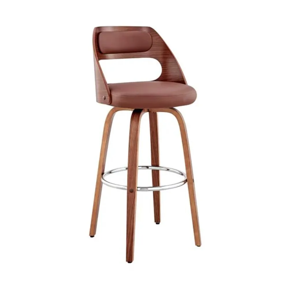 

Armen Living Julius Bar Stool with 360-Degree Swivel, Brown