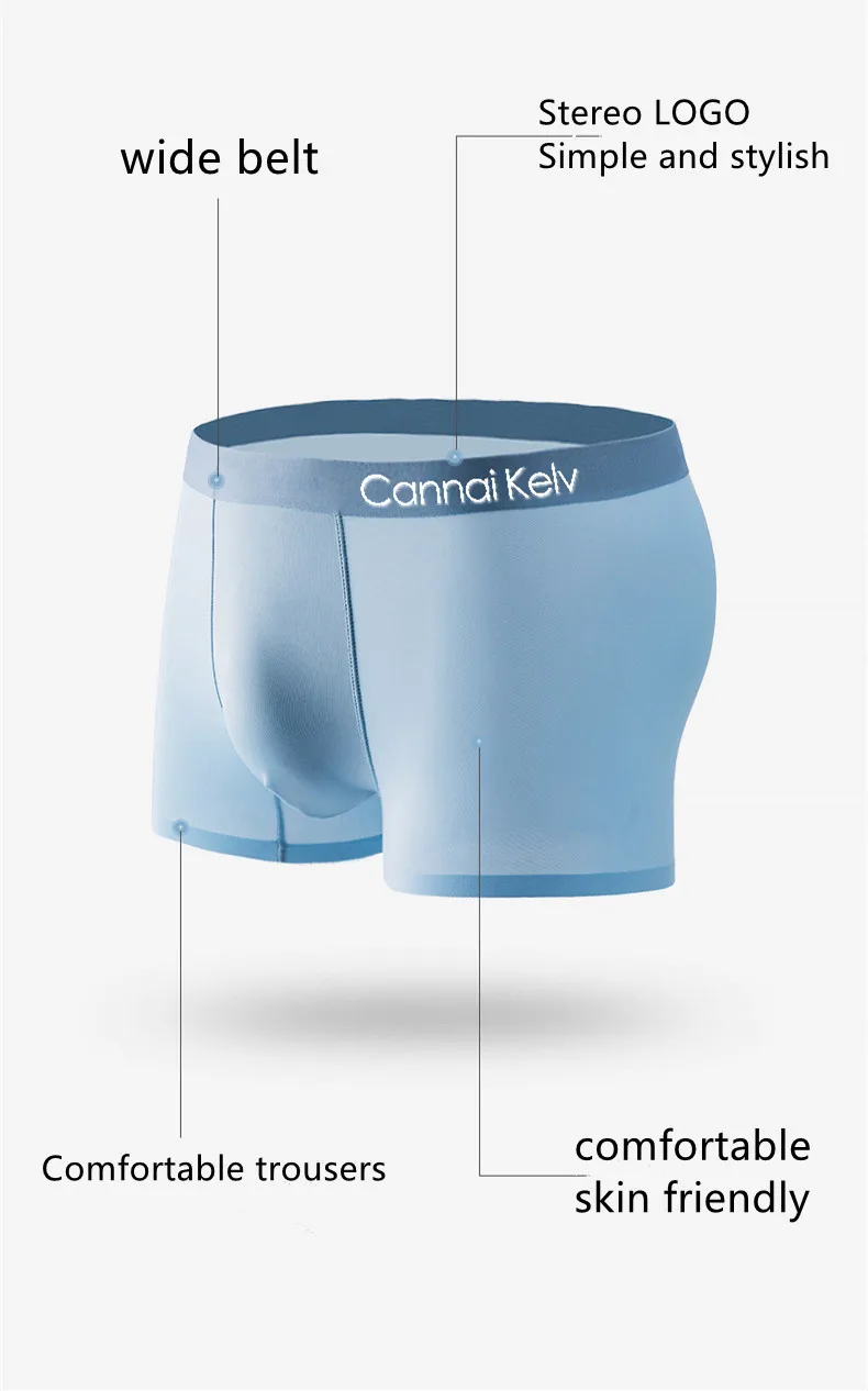 3/Pack of CannaKelv ice silk men's underwear seamless sexy comfortable breathable boxer solid color underwear men