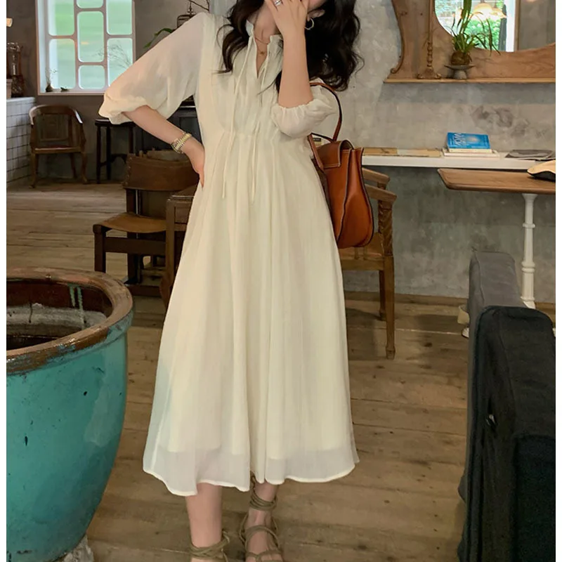 

Long Sleeve Shirt Mid-Length Elegant Dress High-End Women's Clothing 2021 New Autumn Hepburn Style French Style Dress