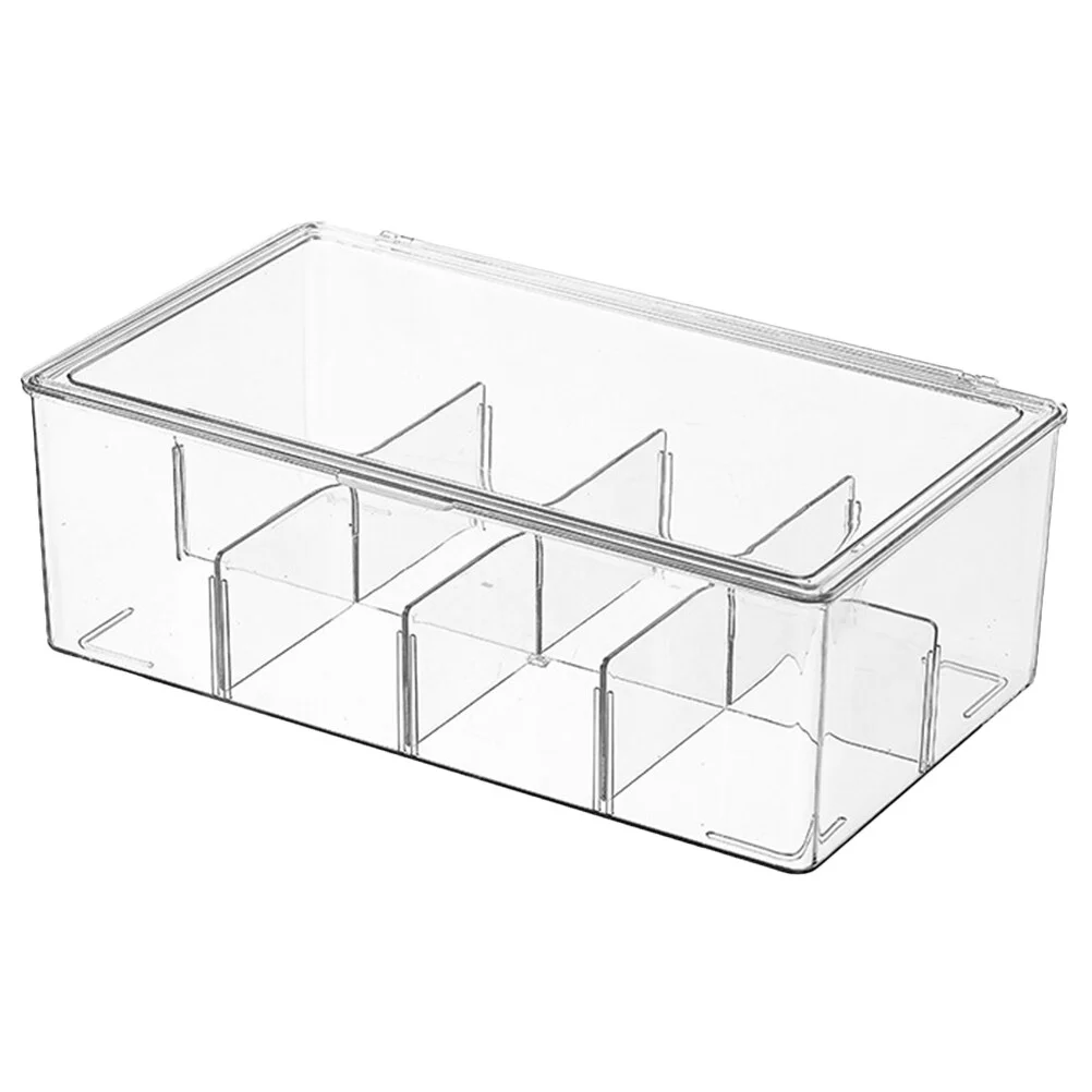 

Box Condiment Bag Holder Clear Tea Storage Divided Organizer Transparent Trash Cans Lids