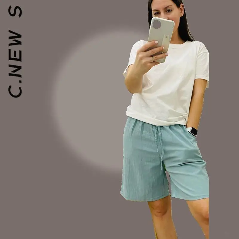 

C.New S Women New Pants shorts Elastic Trendy Pant Long Baggy Women's Pants Quality Bottoms Hip Vintage shorts Female Female