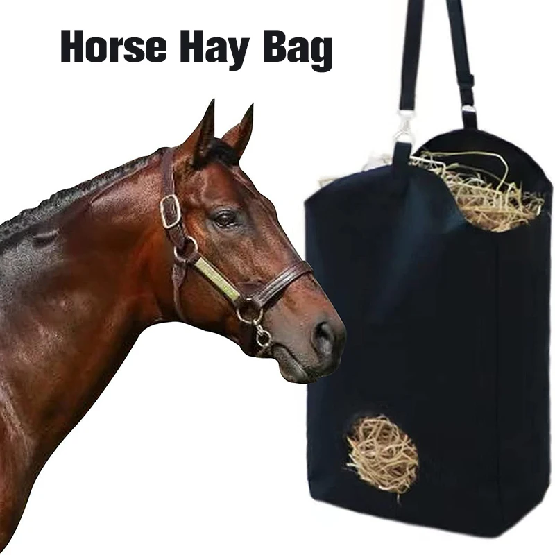 

Oxford Fabric Slow Feed Hay Bag Portable Out Hole Reduce Farm Supplies Outdoor Horse Riding Feeder Bag Equestrian Supplies