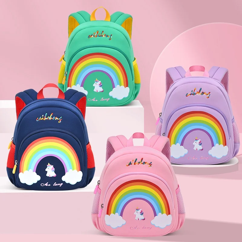 Children Rainbow Unicorn Cartoon Backpacks New Girls Boys Toddlers Baby Anti Lost Cute Schoolbags In Kindergarten Fashion Hot