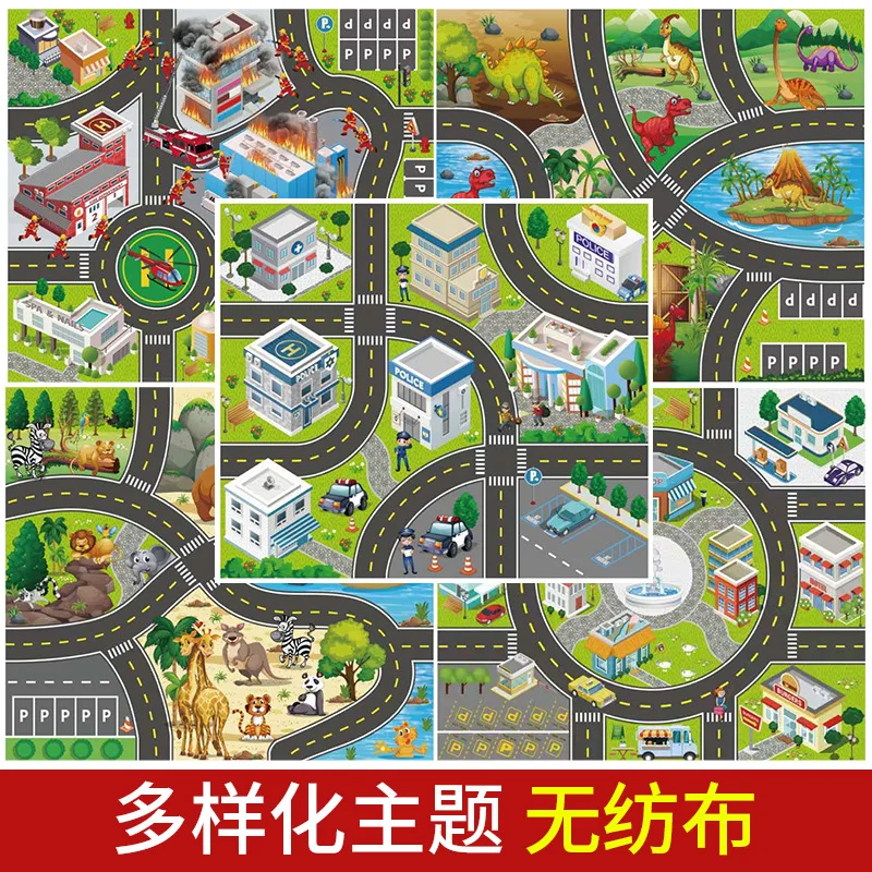 

Children's parking lot map blanket game pad 80*70CM various themed traffic route toys P215