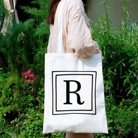 b c e g f letter flower ulzzang women bag casual large capacity reusable shopping tote cute shoulder bags canvas purses