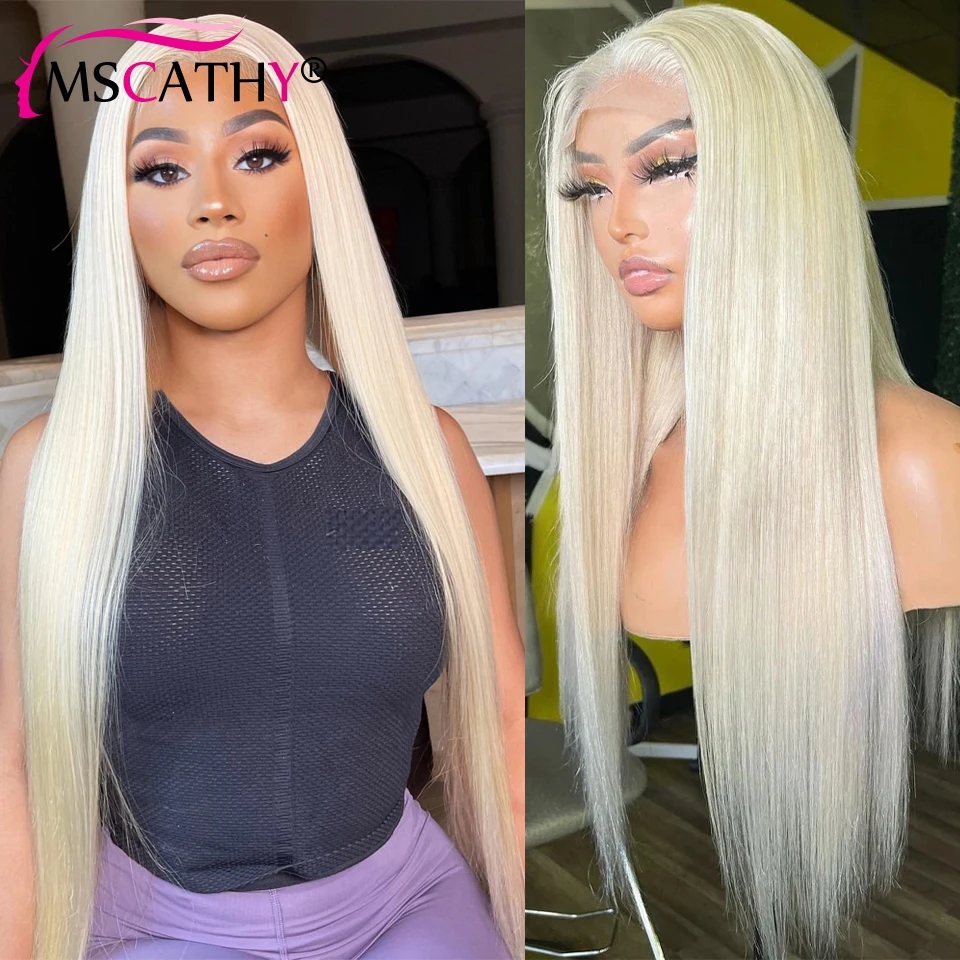 Парик из белых светлых человеческих волос 13x4x1 прямые фронтальные парики HD на