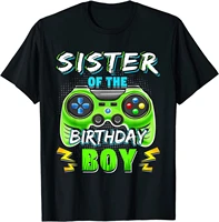sister of the birthday boy matching video gamer top party t shirt