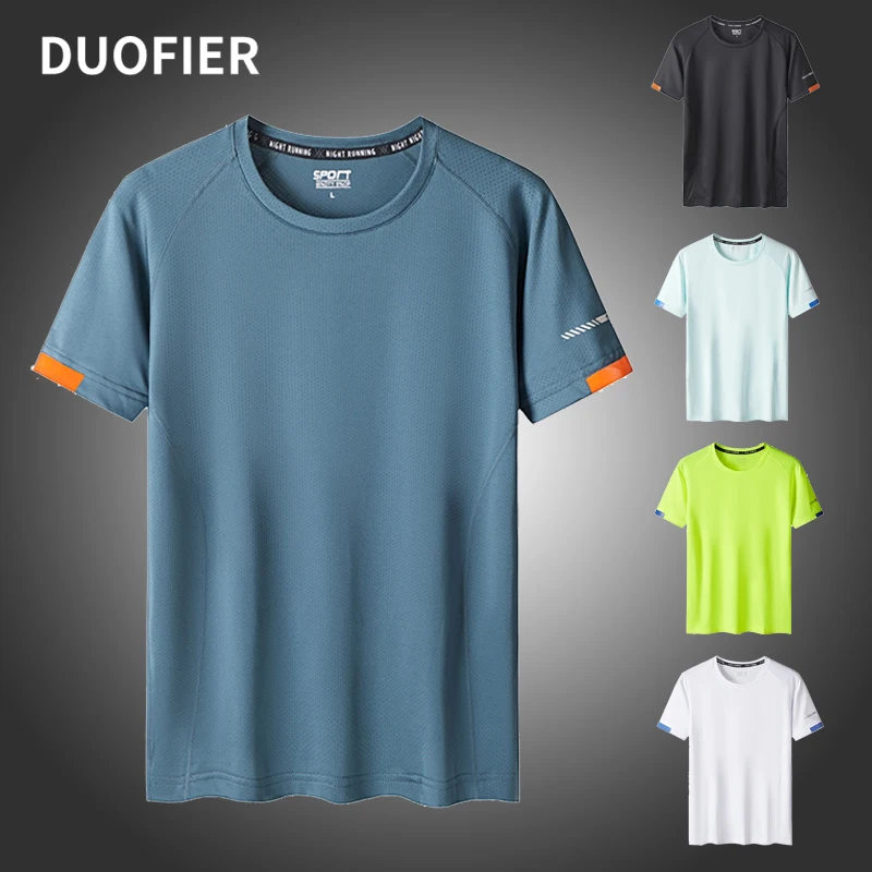

Summer Mens Casual T Shirt Loose Quick Dry Tops Breathable Camping Hiking Cycling Male Outdoor Running Elastic Tee Plus Size 9XL