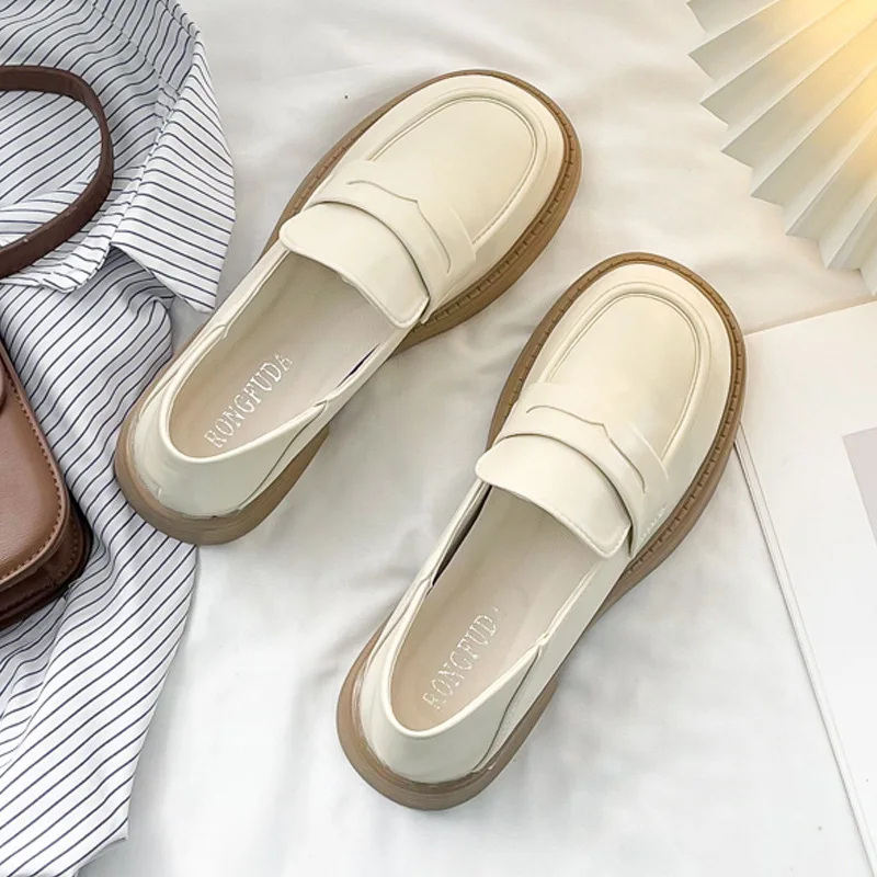 

Туфли женские кожаные на плоской подошве, удобные небольшие модные повседневные Простые однотонные, в британском стиле, весна 2023