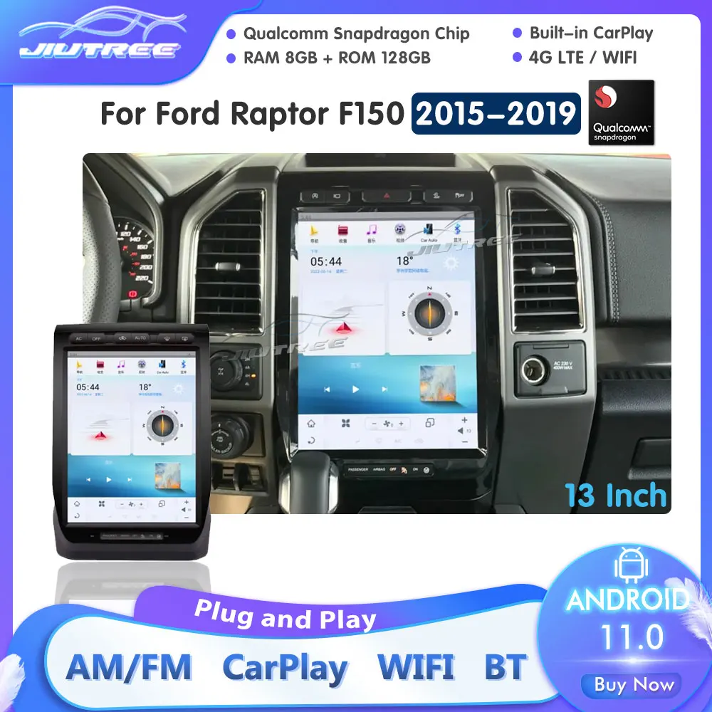 

Android 11.0 For Ford Raptor F150 2015-2019 Tesla Style Car Multimedia Radio 8+128G Player GPS Navigation Head Unit DSP Carplay