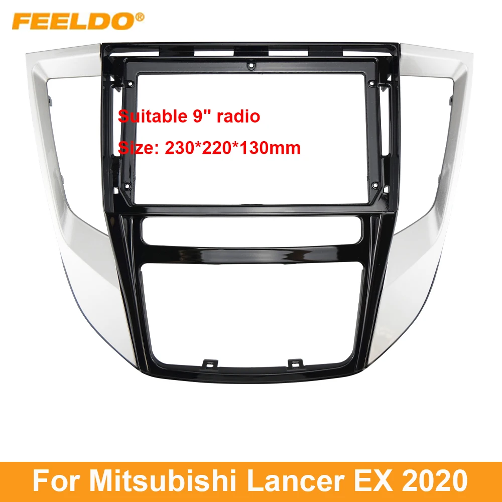 

FEELDO Car Audio 9" Big Screen Dash Fascia Panel Frame Kit Adapter For Mitsubishi Lancer EX 2020 Radio Dash Frame