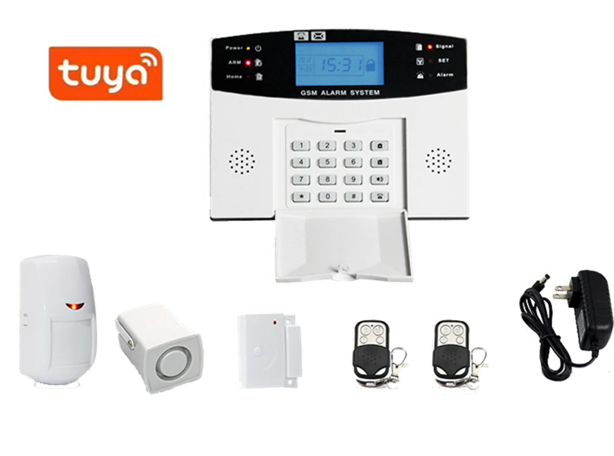 2.4Inch TFT Monitor  Tuya APP  WIFI 4G/ GSM Alarm System Keyboard Control Burglar Alarm Kit PIR Detector Motion Sensor