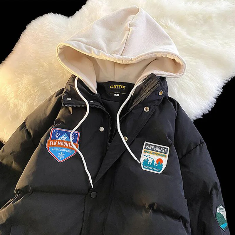 Y2K  Fashion Cool Holiday Two Pieces Of 2023 New Hooded Cotton-Padded Clothes For Men And Women'S Outerwear For Couples Winter