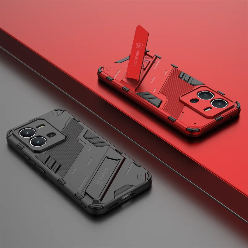 For Vivo V25 Case Cover Vivo V25 V25E Coque Fundas Shell Punk Armor Shockproof Hard PC Stand Phone Bumper For Vivo V25