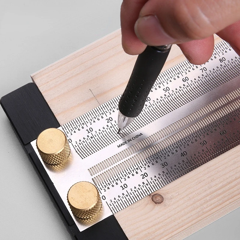 

Newest High-Precision Scale Ruler T-Type Hole Ruler Stainless Woodworking Scribing Mark Line Gauge Carpenter Measuring Tool