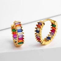 simple fashion gold authentic creative earrings multicolor micro inlaid zircon women luxurious round earrings charm jewelry