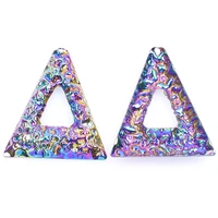 10pcs popular triangle pattern charm pendant accessories rainbow color for gift customied jewelry making earring necklace bulk